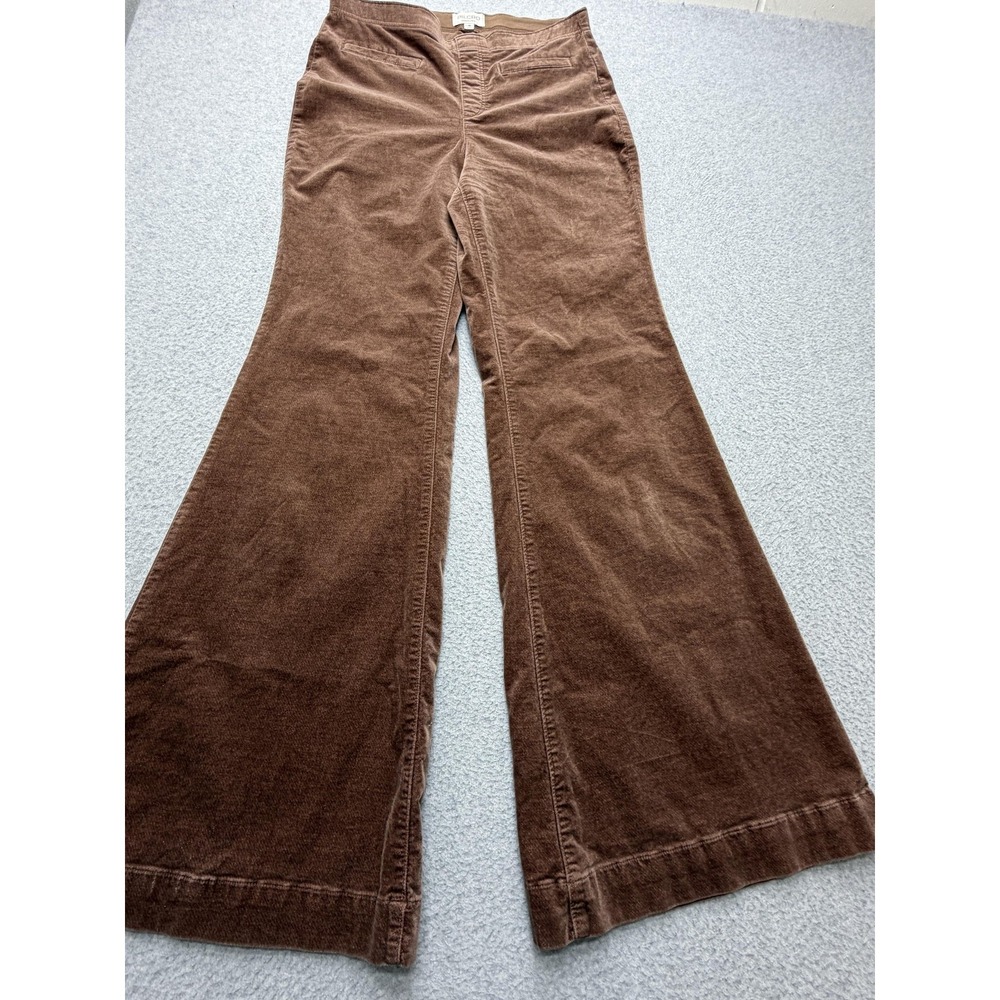 Pilcro Anthropologie Velvet Wide Leg Pants Womens 29 Brown Stretch Casual Retro - Picture 2 of 13